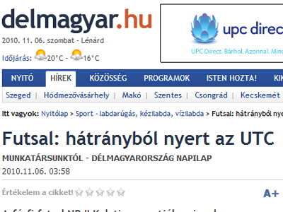 Hátrányból nyert az UTC