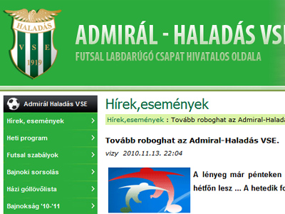 Tovább roboghat az Admiral-Haladás VSE.