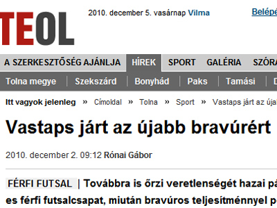 Vastaps járt az újabb bravúrért