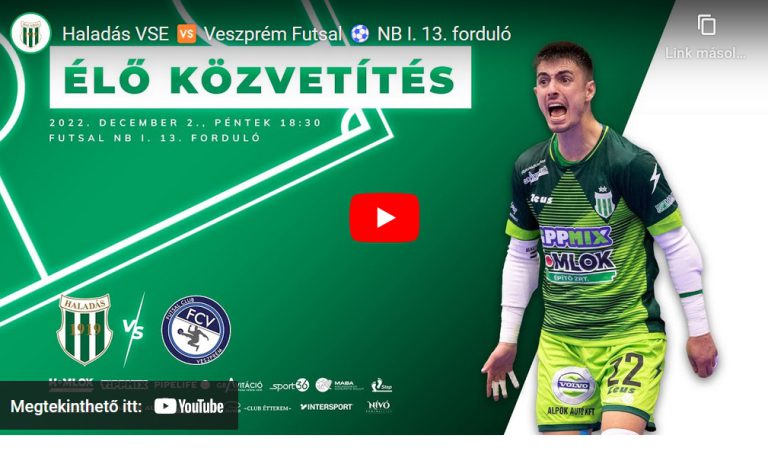 Haladás VSE – Veszprém, Férfi NB I, ÉLŐ 18:30