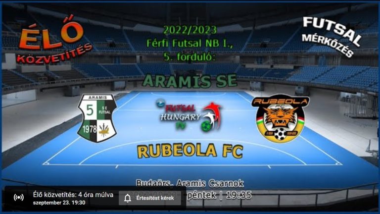 Aramis SE – Rubeola FC, Futsal NB I, 5. forduló 19:35 Budaörs