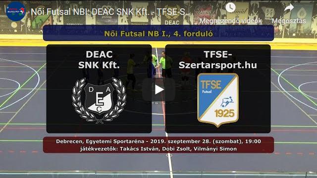 DEAC SNK Kft. – TFSE-Szertarsport.hu 3-4 (2019.09.28, összefoglaló)