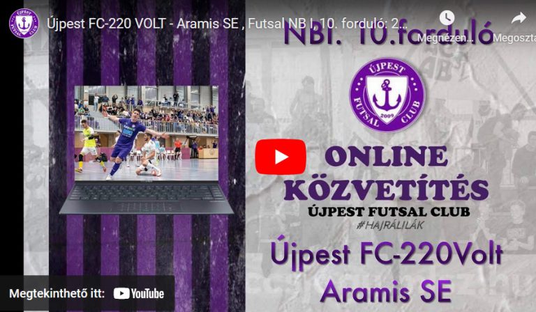 Újpest FC-220 VOLT – Aramis SE , Futsal NB I, 10. forduló: 2022.11.14. 18:30