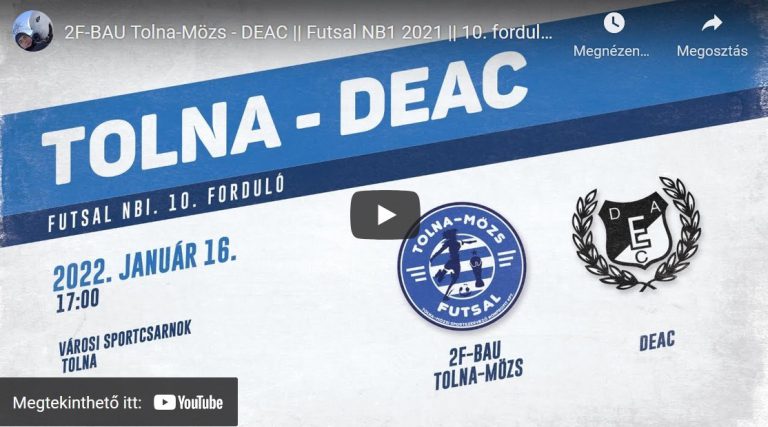 2F-BAU Tolna-Mözs – DEAC (élő közvetítés)