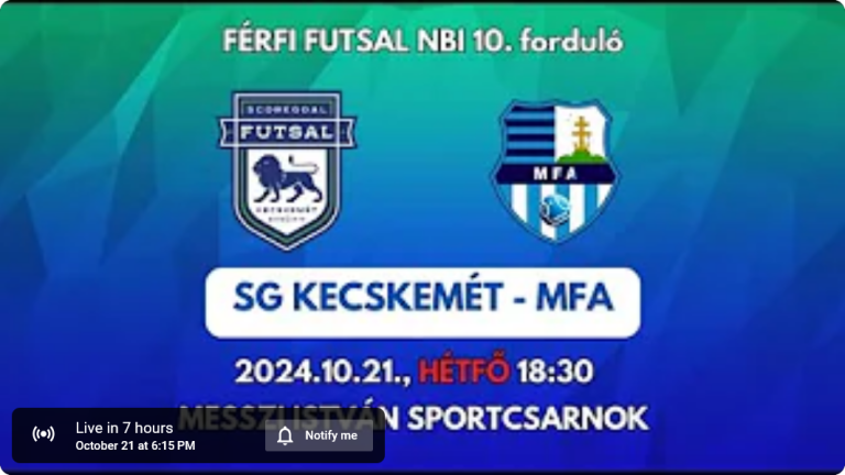 ÉLŐ közvetítés! SG Kecskemét Futsal Club – MFA