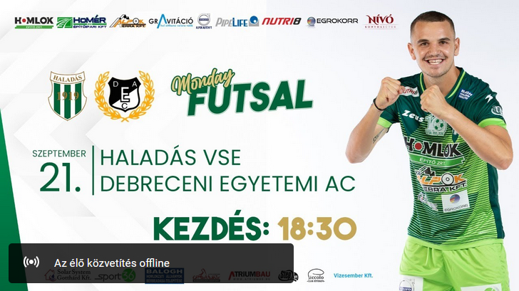 Haladás VSE – DEAC (ÉLŐ stream, 2020.09.21 18:30)