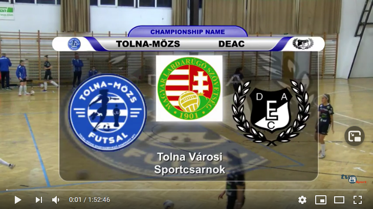 TOLNA-MÖZS – DEAC Női Futsal NB I. 6. forduló