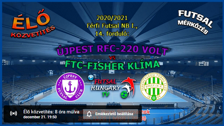 Újpest RFC-220 Volt – FTC-Fisher Klíma (2020.12.21, stream)