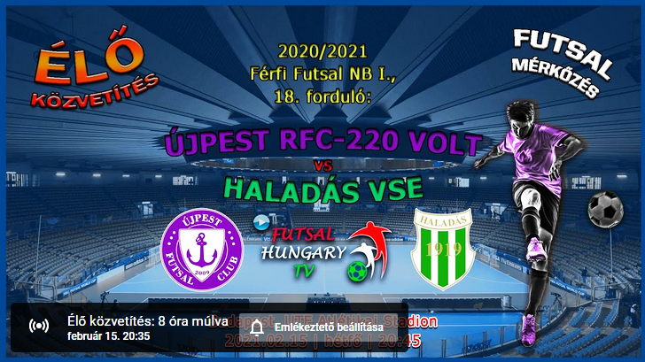 Újpest RFC-220 Volt – Haladás VSE (2021.02.15, stream)