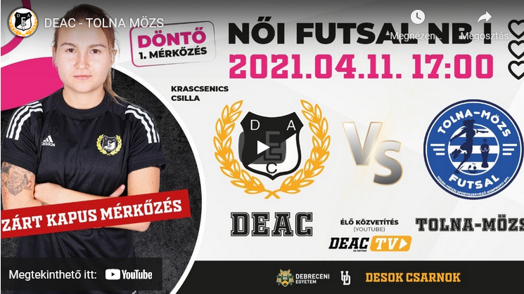 DEAC – TOLNA MÖZS (Stream Bajnoki döntő 2021-04-11-17:00)