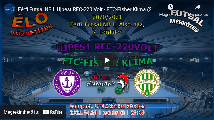 Újpest RFC-220 Volt – FTC-Fisher Klíma (2021.04.29, stream)
